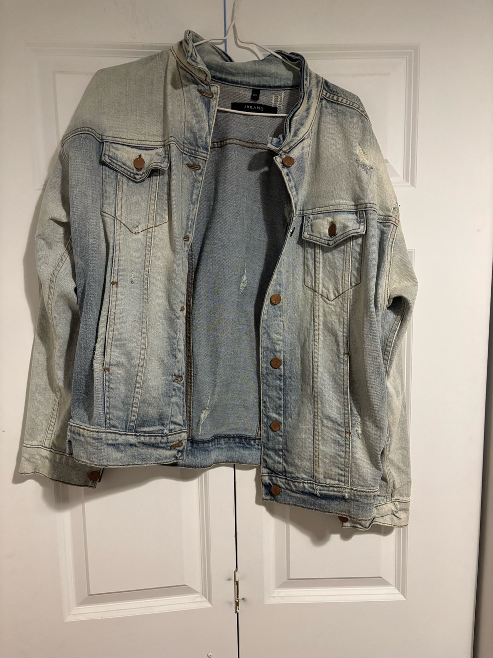 J Brand Light Wash Denim Jacket - Light Blue oversized fit